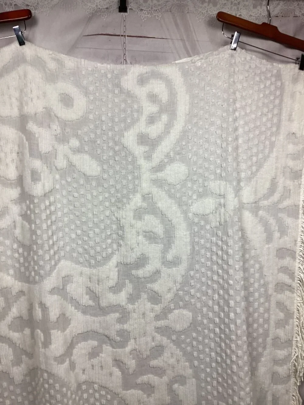 Vintage White Comforter Cover Swiss Dot Fringe